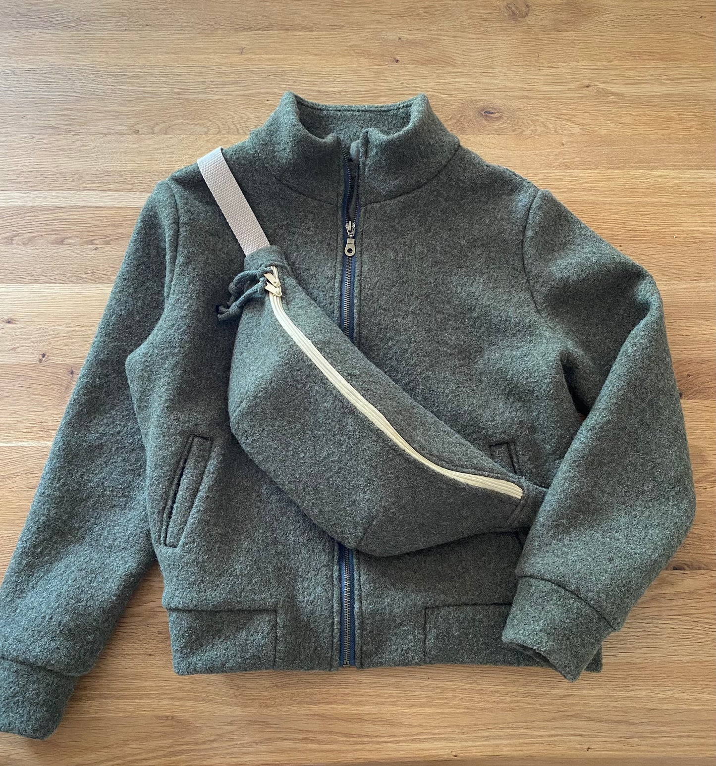 Jacket wool boiled wool with zipper