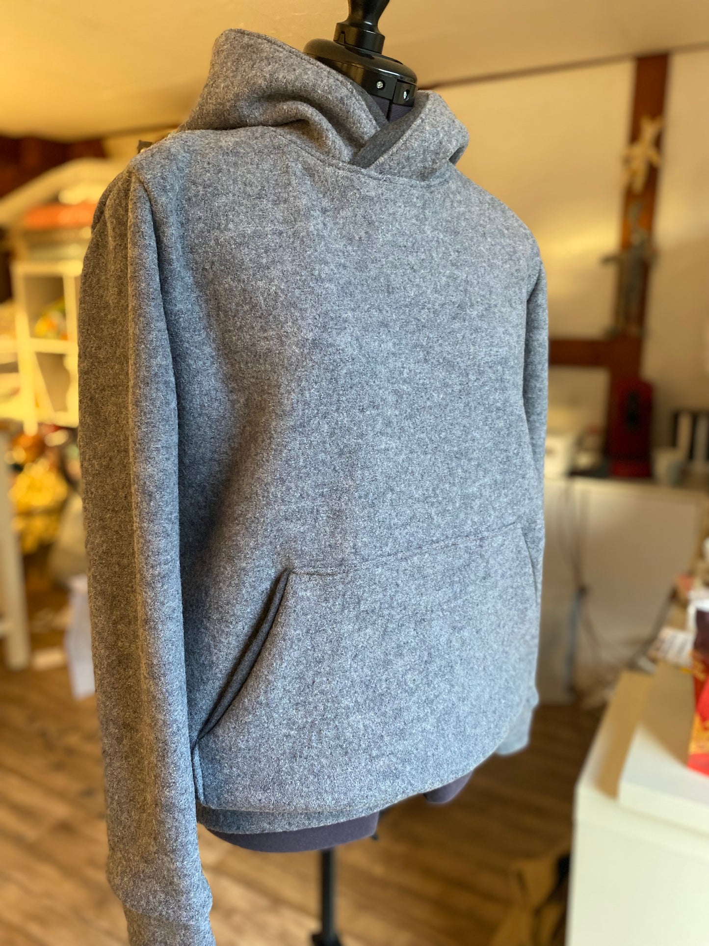 Hoodie made of boiled wool