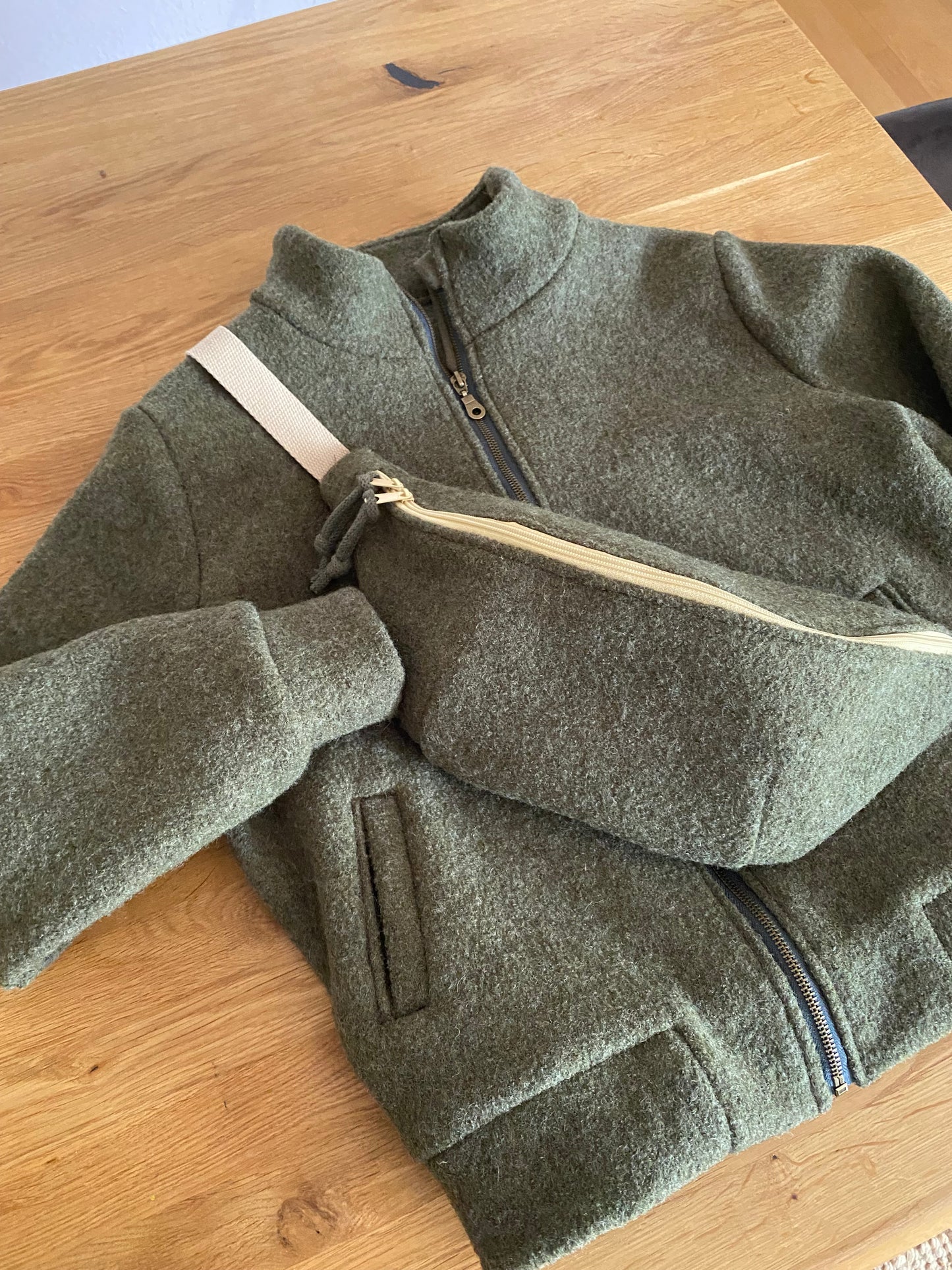 Jacket wool boiled wool with zipper