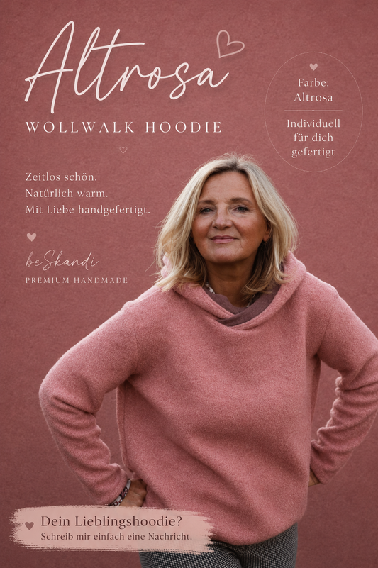 Hoodie aus Wollwalk 100% Schurwolle