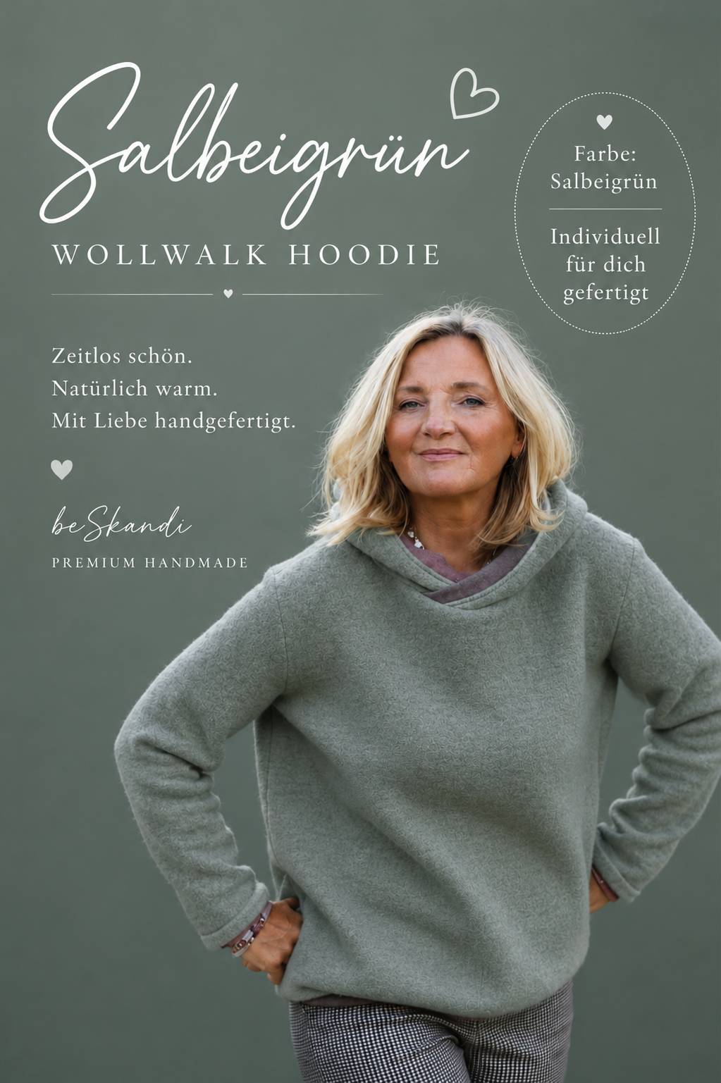 Hoodie aus Wollwalk 100% Schurwolle